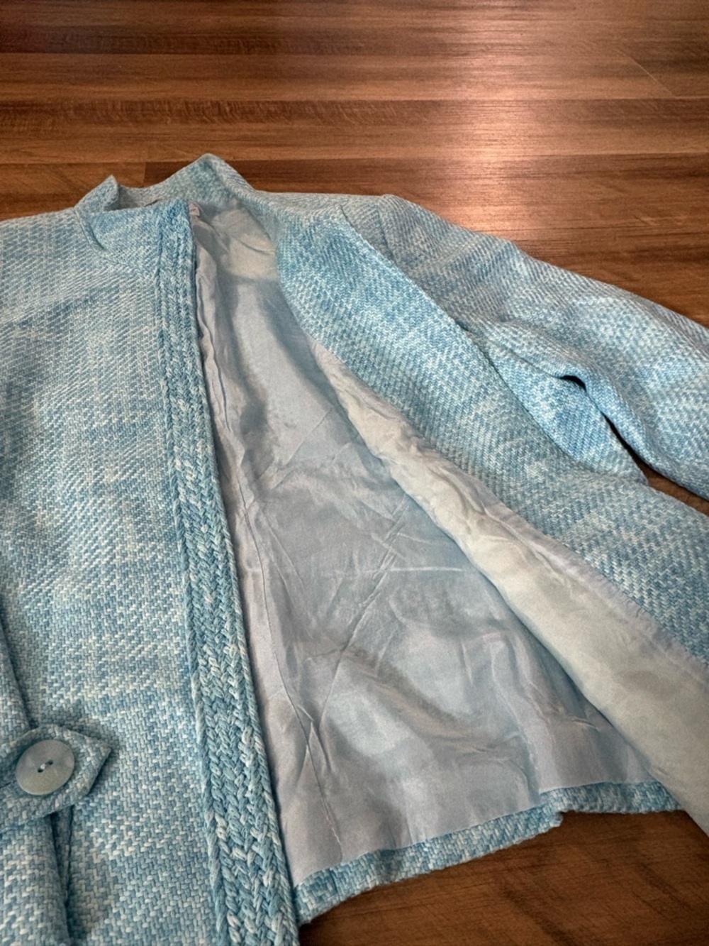Talbots Light Blue Tweed Girls Jacket - Picture 2 of 7